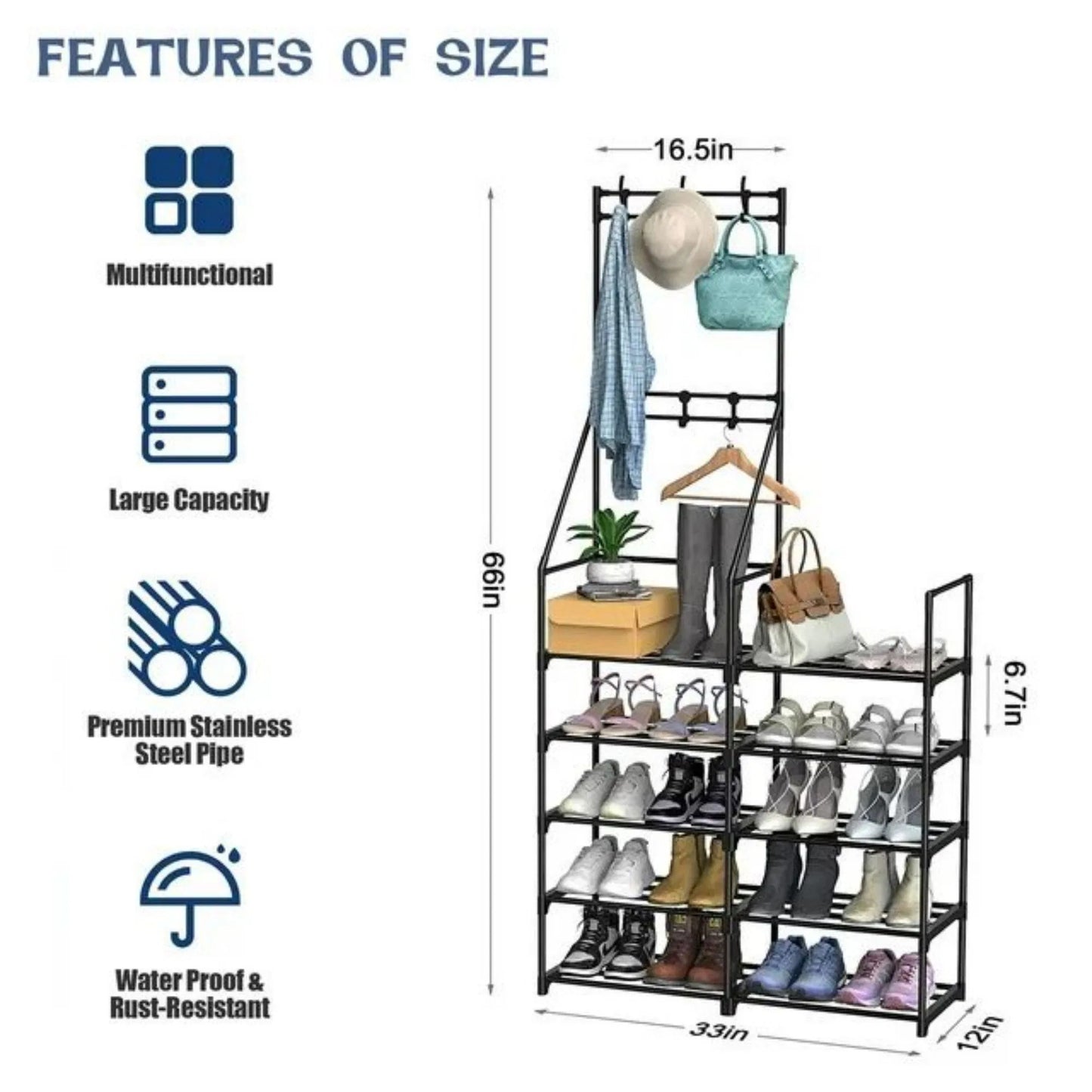 5-Tier Shoe Rack – Space-Saving Shoe Storage Organizer for Entryway & Closet