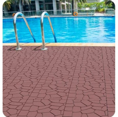 44 Pack Plastic Interlocking Deck Tiles – 12"x12" Waterproof Outdoor Patio Flooring for Balcony, Poolside & Backyard (Red Brown)