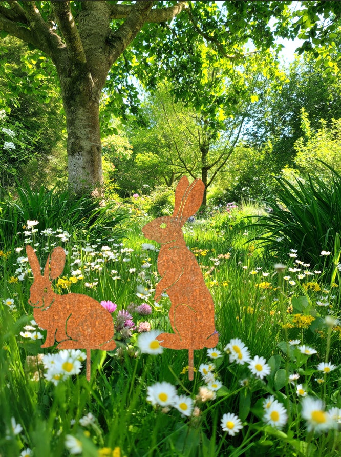 Metal Bunny Yard Stake – Easter Garden Decor for Lawn, Patio & Flower Bed