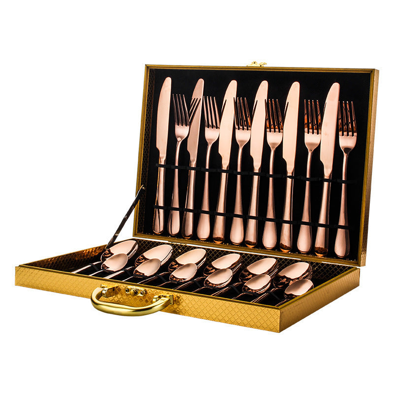 24-Piece Stainless Steel Flatware Set in Gift Case (Black/Matte Black/Colorful/Gold/Silver/Rose Gold)