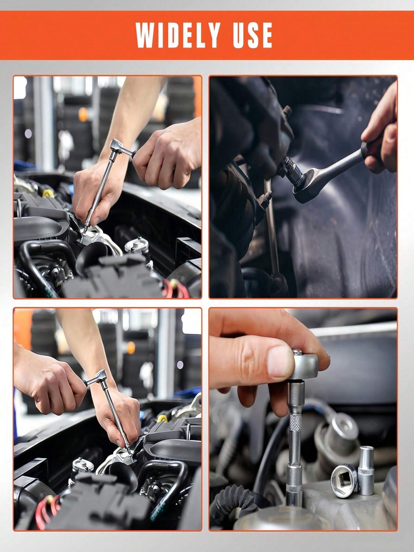 Part-Driven Socket Claw Ratchet Wrench Set with Drill Sockets & Extension Rods – Metric Tool Kit for Auto Repair & Home Use
