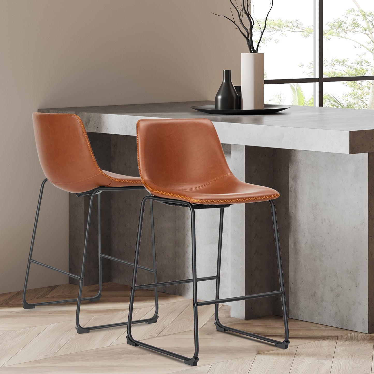 Dining/Counter/Bar Chair – Sled Base (Black/Brown, Seat Height 18″/26″/30″)