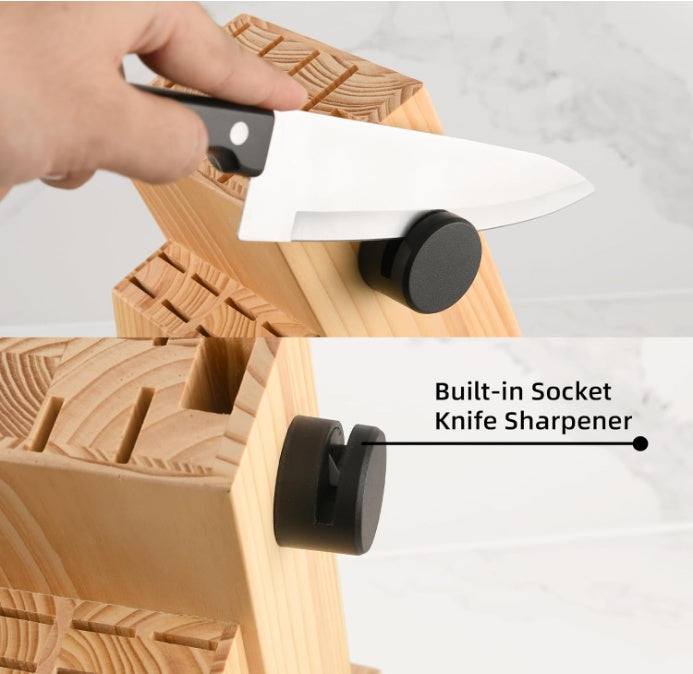 19-Piece Kitchen Knife Set w/ Block & Built-in Sharpener (German Steel, Dishwasher-Safe)