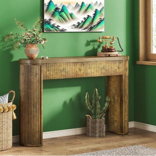 Rustic Wooden Console Table - Space-Saving Accent Furniture for Living Room Entryway - DonoHome