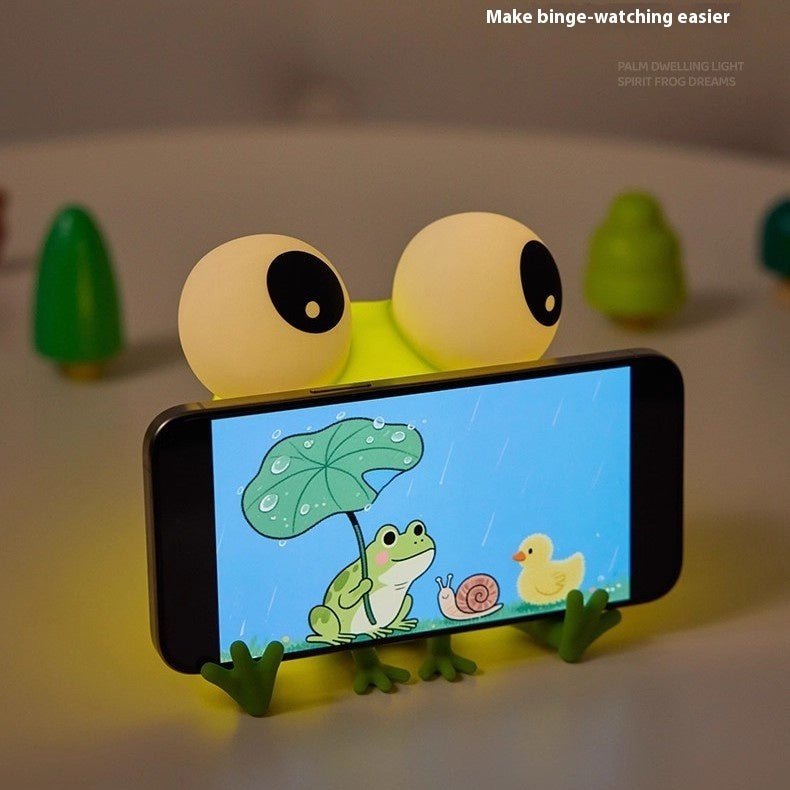 Cute Frog Silicone Night Light, Rechargeable Kids Bedside Lamp & Stress Relief Gift