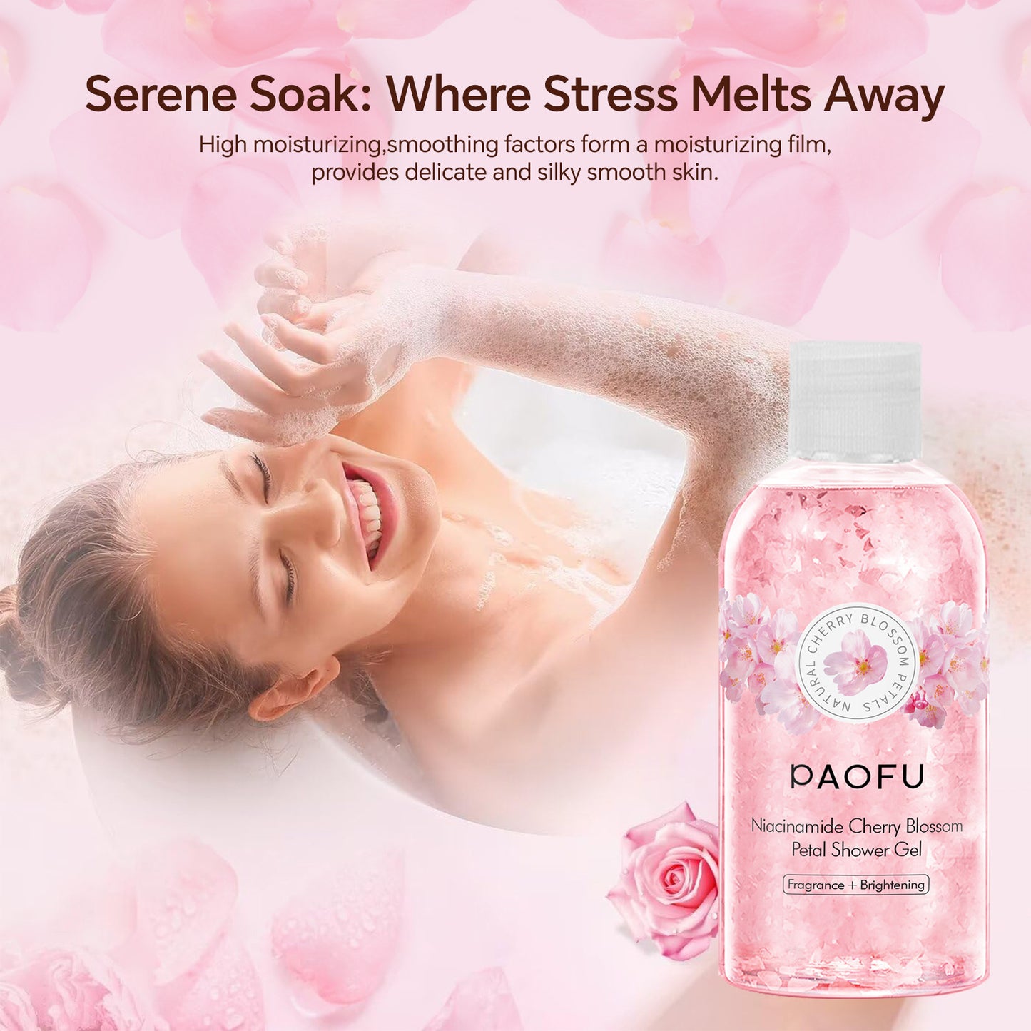 Niacinamide Cherry Blossom Body Wash – Petal Shower Gel, Fragrance & Brightening, Gentle Cleansing