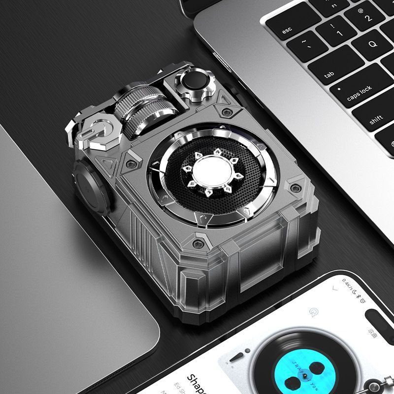 Portable Bluetooth Speaker with Futuristic Mechanical Design, USB Charging