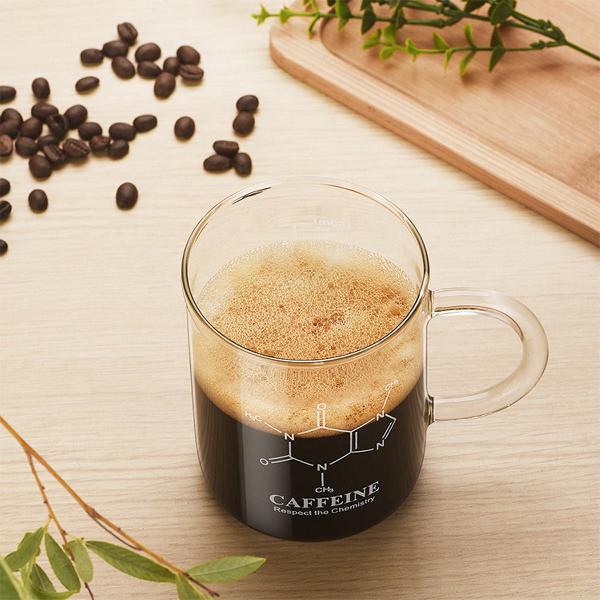 High Borosilicate Glass Coffee Cup – 1PC Clear Mug with Scale Marking