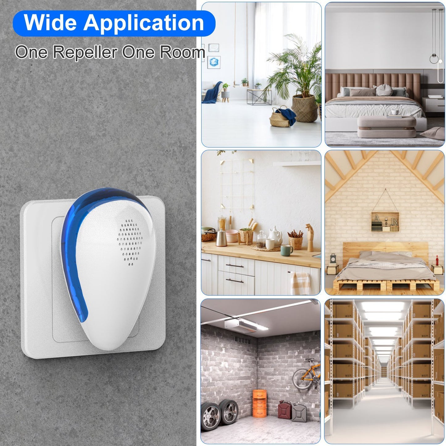 6-Pack Ultrasonic Pest Repeller – Indoor Plug-in Bug & Rodent Control