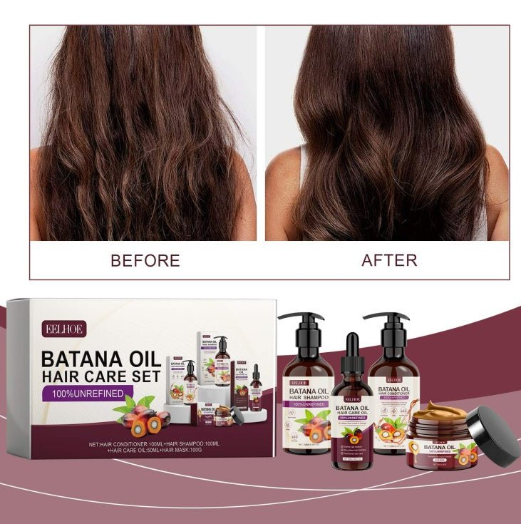 Batana Oil Voluminous Hair Care Set – Repairs Frizz, Nourishes Smooth Hair & Strengthens Hair Health