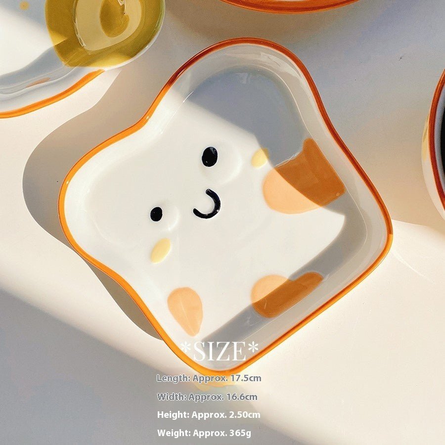 Cute Bread Ceramic Tableware Dish – Individual Bowl or Plate for Snacks & Desserts