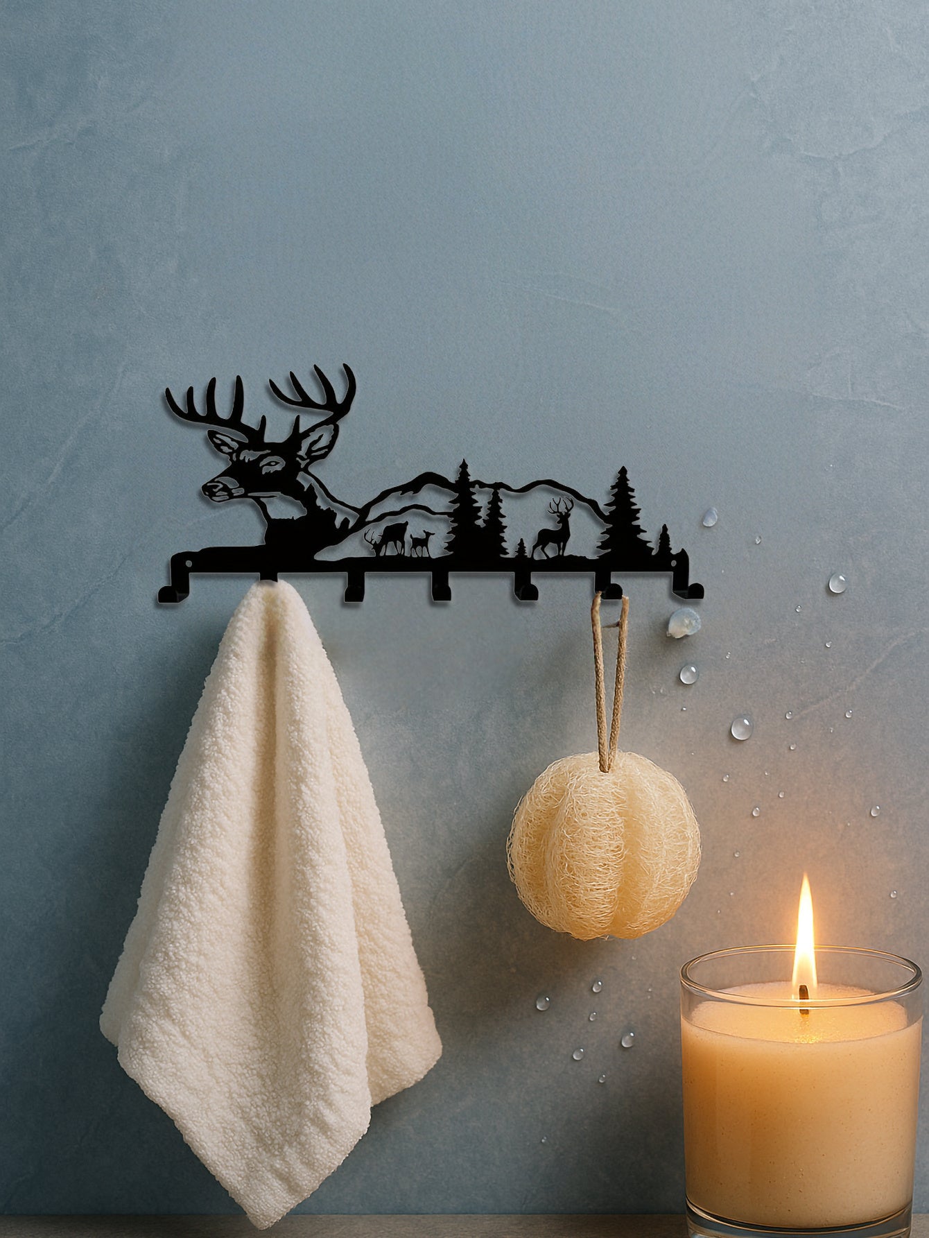 Deer And Forest Metal Key Hook - Nature-Themed Wall Organizer For Entryway Decor