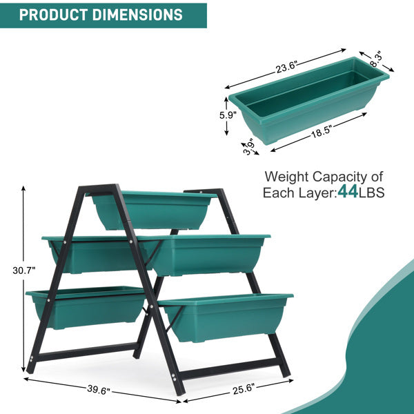 Raised Tiered Garden Planter Bed with 5 Boxes – Vertical Gardening Stand with Metal Frame & Drainage