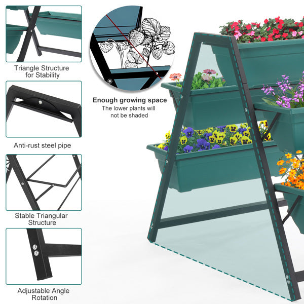 Raised Tiered Garden Planter Bed with 5 Boxes – Vertical Gardening Stand with Metal Frame & Drainage