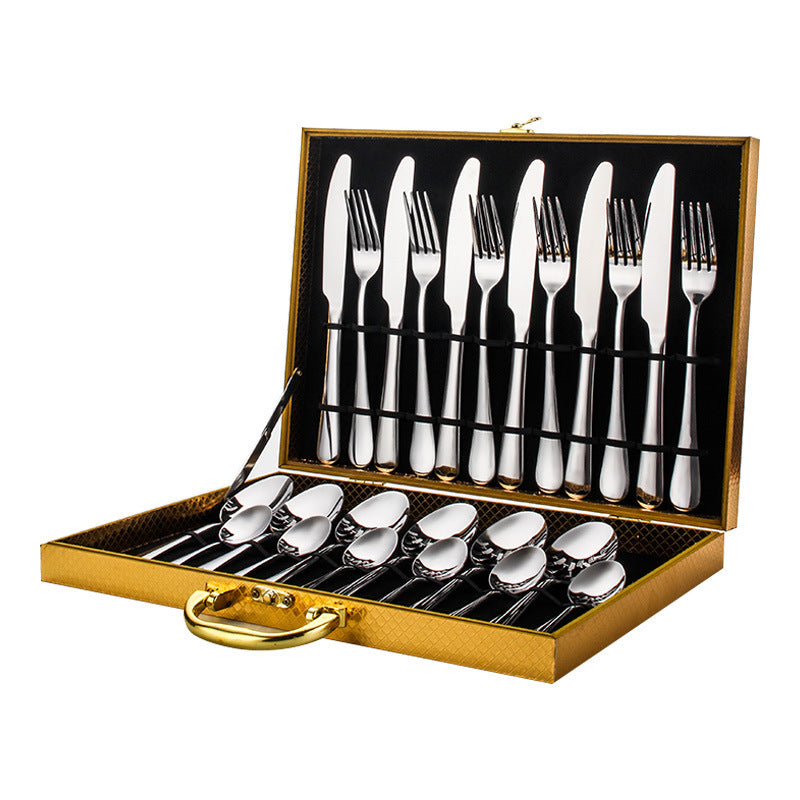24-Piece Stainless Steel Flatware Set in Gift Case (Black/Matte Black/Colorful/Gold/Silver/Rose Gold)