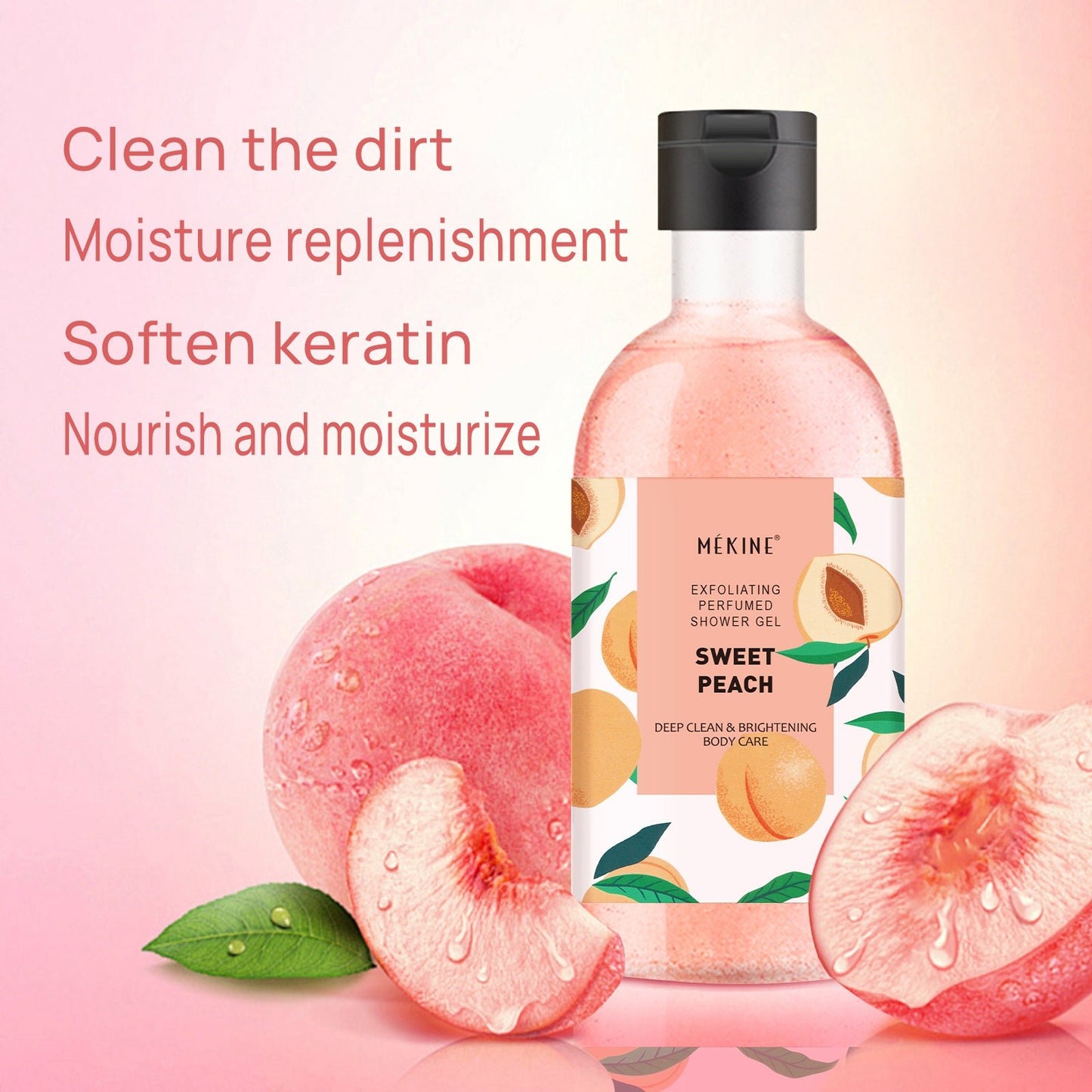 Peach Shower Gel – Exfoliating Perfumed Body Wash with Sweet Peach Scent, Deep Clean & Brightening