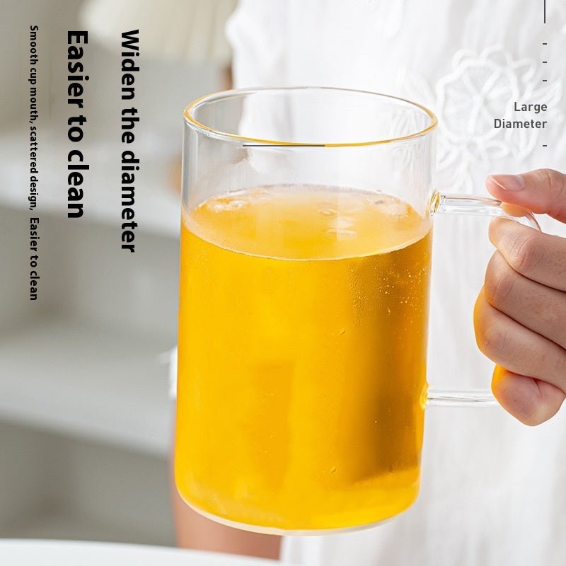 High-Temperature Borosilicate Glass Water Mug with Lid & Straw