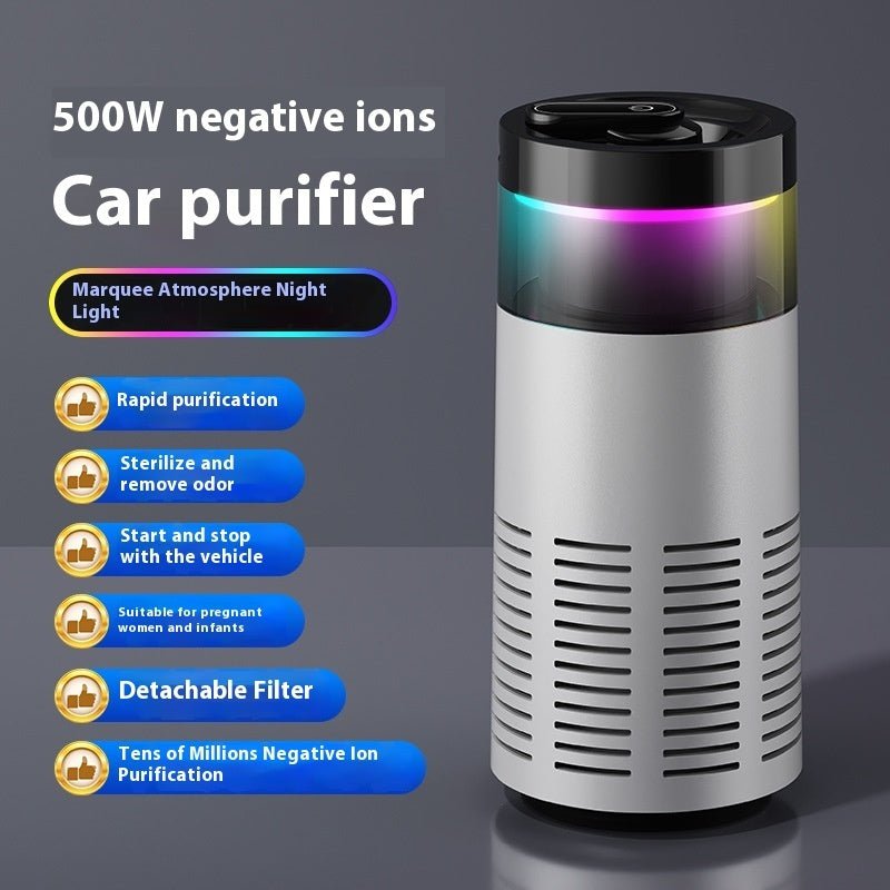 Portable Car & Home Air Purifier with Colorful LED, Formaldehyde & Odor Removal