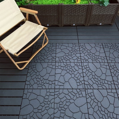 44 Pack Plastic Interlocking Deck Tiles – 12"x12" Waterproof Outdoor Patio Flooring for Balcony, Poolside & Backyard (Dark Grey)