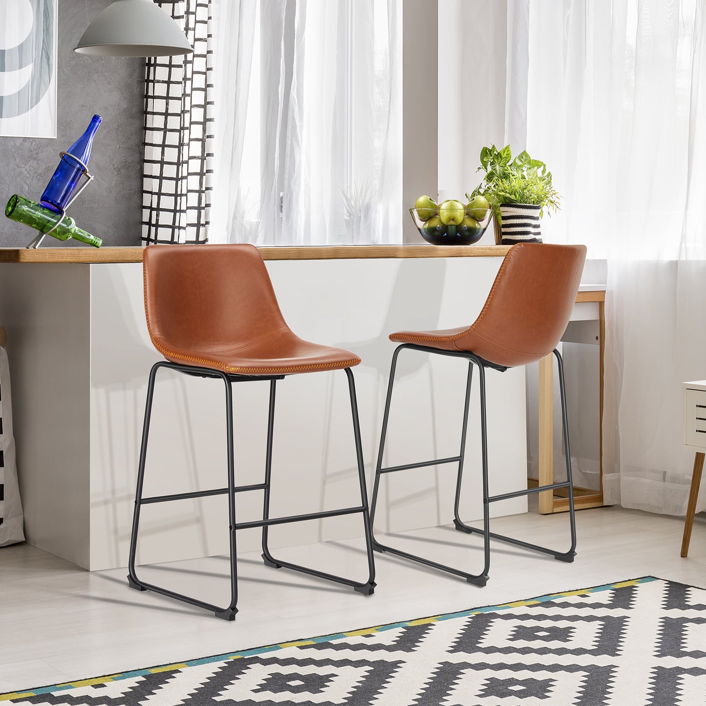 Dining/Counter/Bar Chair – Sled Base (Black/Brown, Seat Height 18″/26″/30″)
