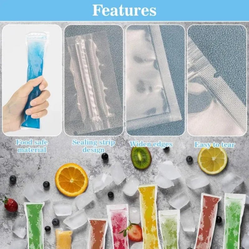 320 Pcs Ice Popsicle Mold Bags with Orange Funnels - BPA Free Freezer Tubes for Parties - DonoHome