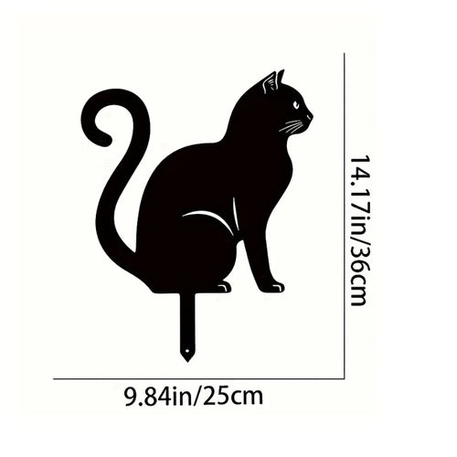 Rustic Metal Cat Garden Stake – Cute Outdoor Yard Decoration