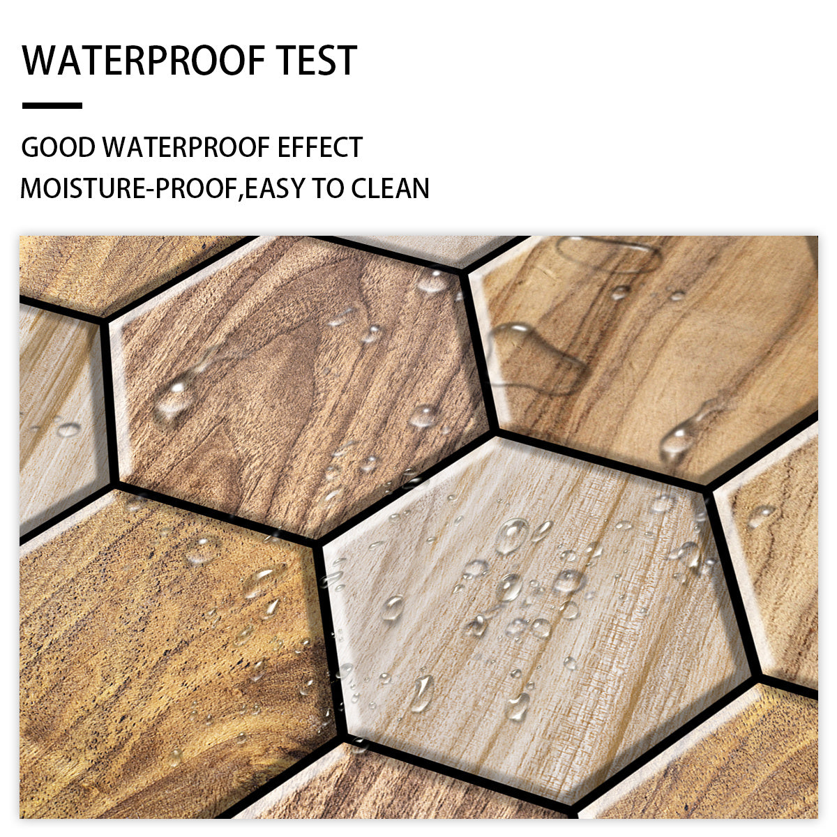 Hexagonal Wood Grain Peel & Stick Wall Tiles – Waterproof Self-Adhesive Backsplash for Kitchen & Bathroom