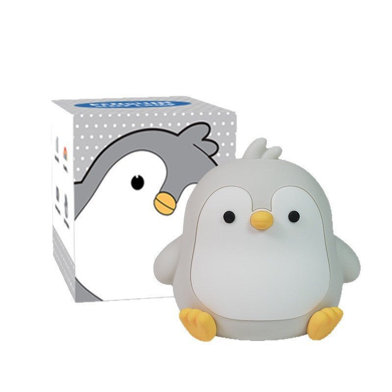 Cute Baby Penguin Silicone Night Light, Rechargeable Tap Control Bedside Lamp for Kids & Nursery