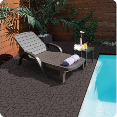 44 Pack Plastic Interlocking Deck Tiles – 12"x12" Waterproof Outdoor Patio Flooring for Balcony, Poolside & Backyard (Dark Grey)