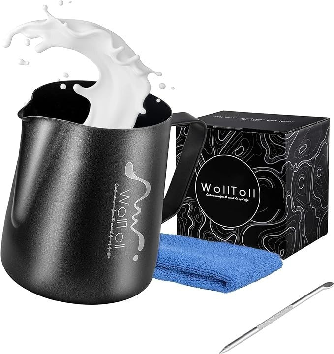 Stainless Steel Milk Frothing Pitcher Set: 600ml with Latte Pen & Cloth - DonoHome