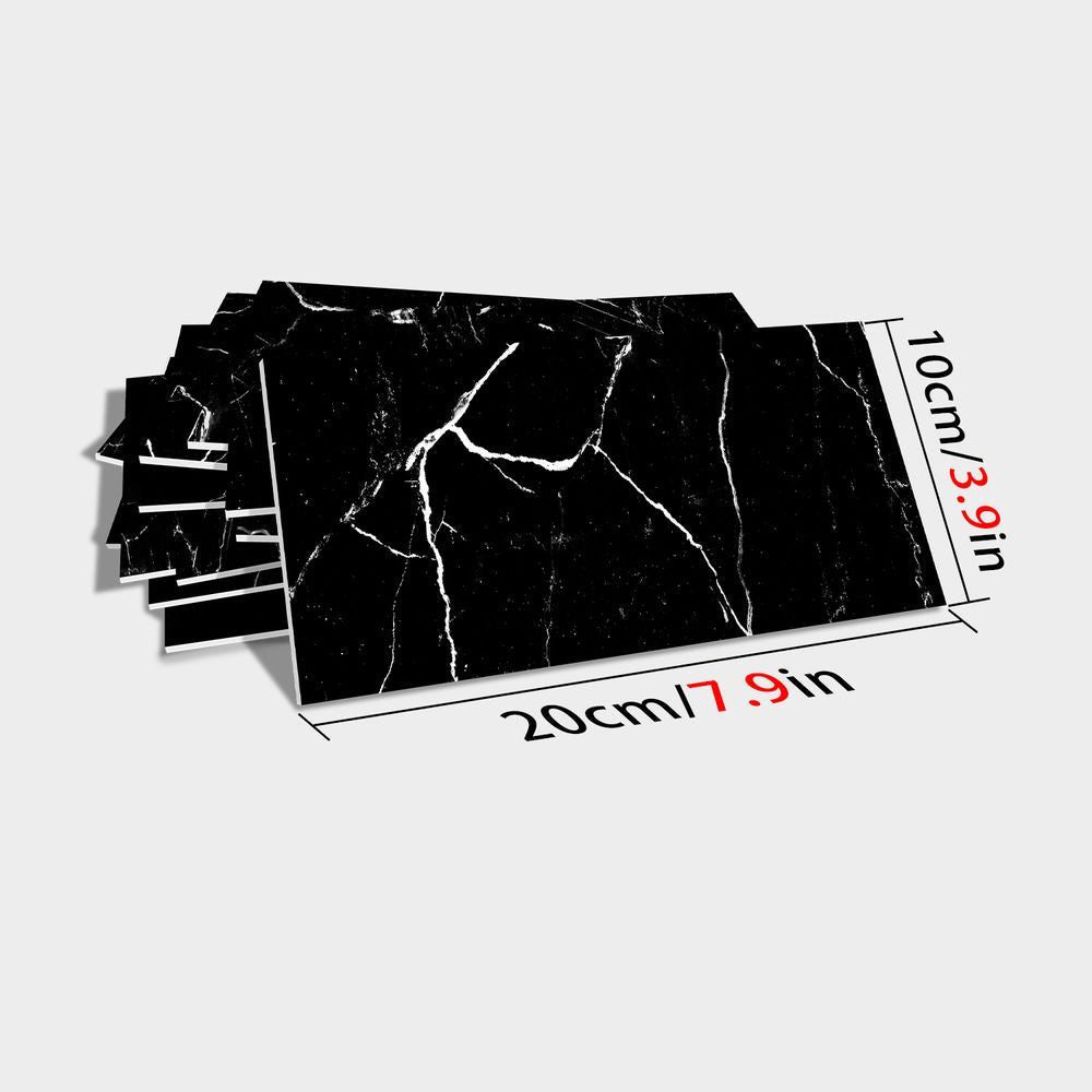 Black Marble Thickened Peel & Stick Wall Panels – Waterproof Oil-Proof PVC Foam Tiles for Kitchen & Bathroom