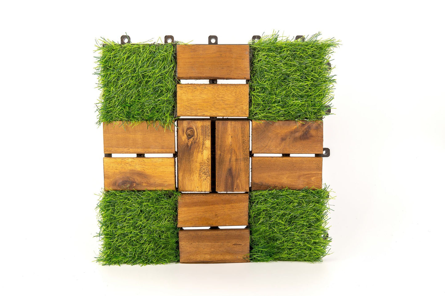 Acacia Wood Interlocking Flooring Tiles, 10 Pack, 12 x 12 Inch