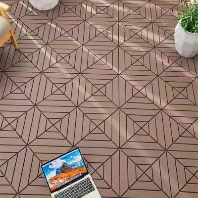 44 Pack Plastic Interlocking Deck Tiles – 12"x12" Waterproof Outdoor Patio Flooring for Balcony, Poolside & Backyard (Red Brown)