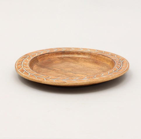 Handcrafted 13″ Wooden Charger Plates – Set of 4, Rustic Tableware