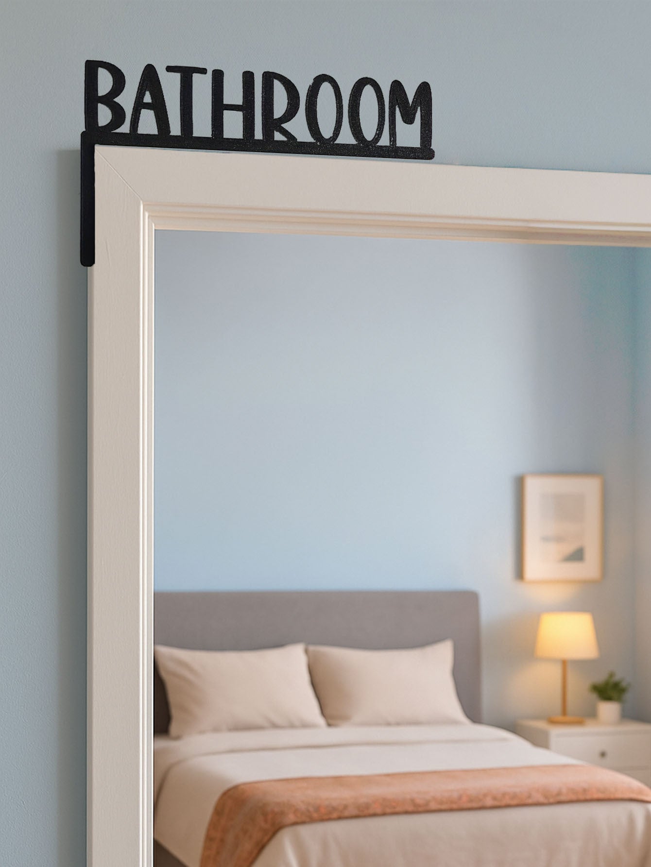 Black Metal Bathroom Wall Sign – Decorative English Letter Door Frame Decor