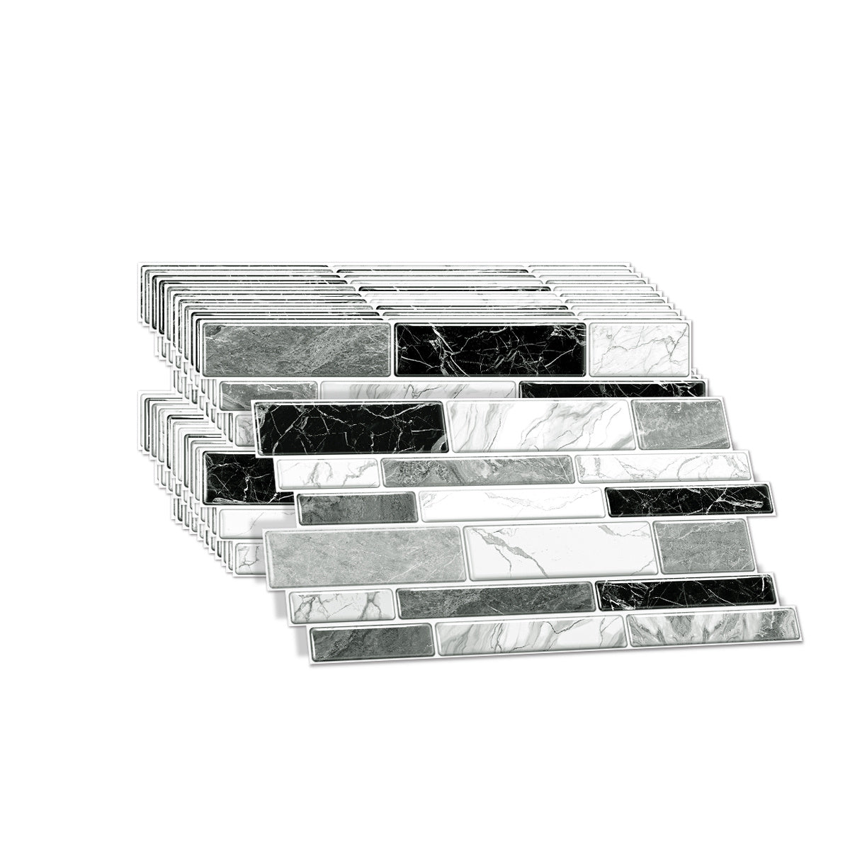 Irregular Black White Gray Marble Peel & Stick Wallpaper – Waterproof Oil-Proof PVC Imitation Tiles for Kitchen & Bathroom