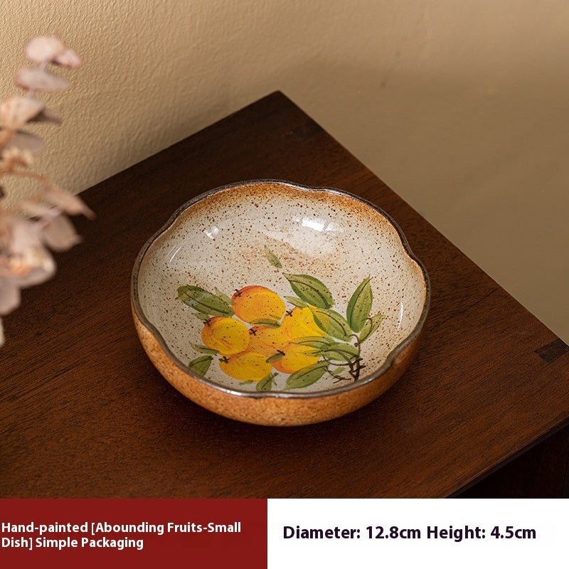 Hand-Painted Ceramic Fruit Snack Plates – Small Decorative Plates for Tea & Appetizers