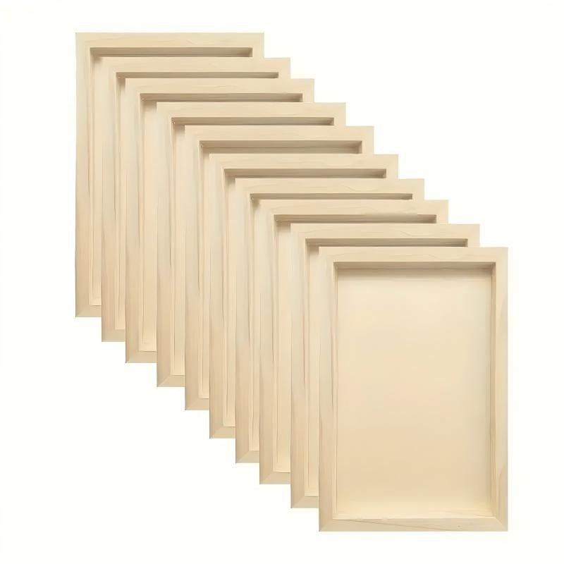 12 Wooden Canvas Panels – Natural Wood Boards with Pre-cut Holes & Reinforced Edges for Painting & DIY Crafts