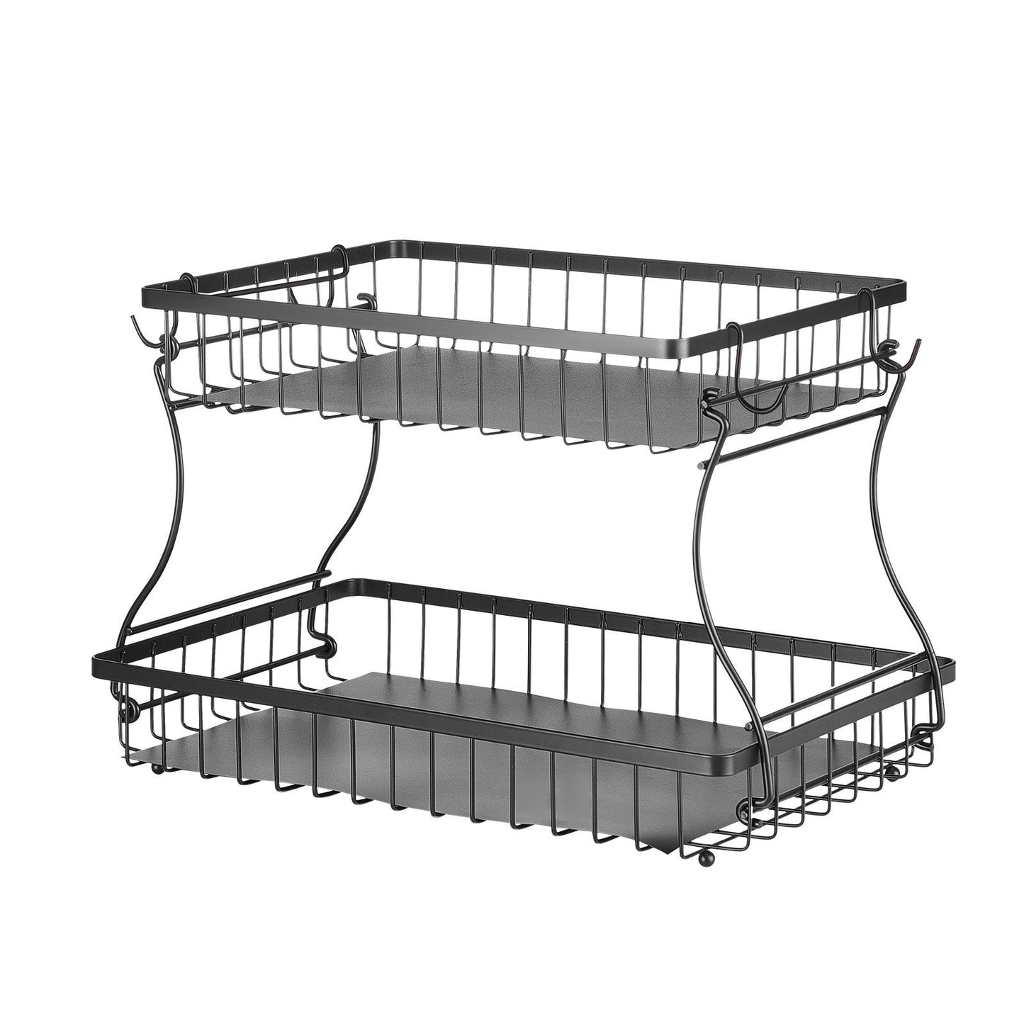 2-Tier Fruit Basket Stand – Kitchen Countertop Storage Rack with Banana Hanger