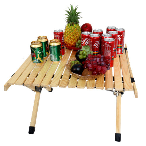 Portable Foldable Beech Wood Camping Table (Small, 24″ x 23.6″, X-Frame)