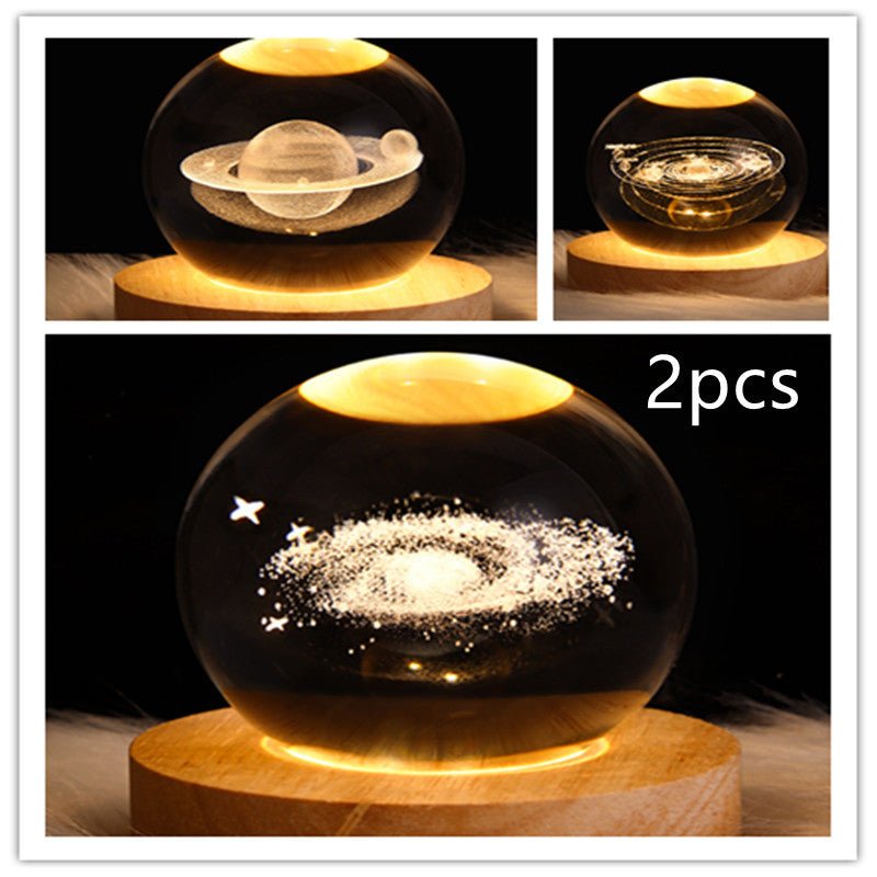 3D Galaxy Crystal Ball LED Night Light, Dimmable Table Lamp
