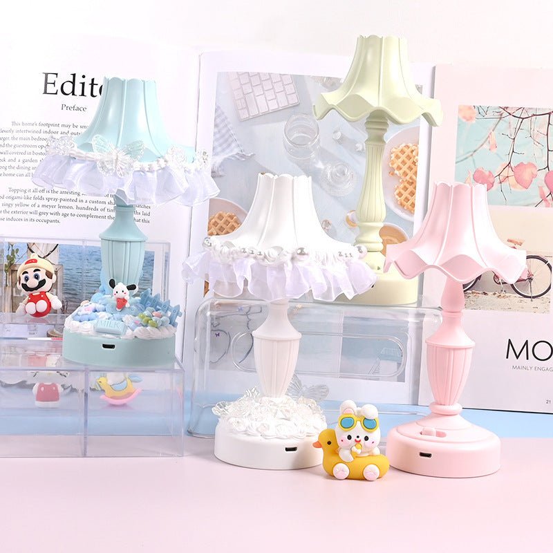 Cute Cream Retro Style Table Lamp, Decorative Bedside Lighting for Bedroom & Living Room