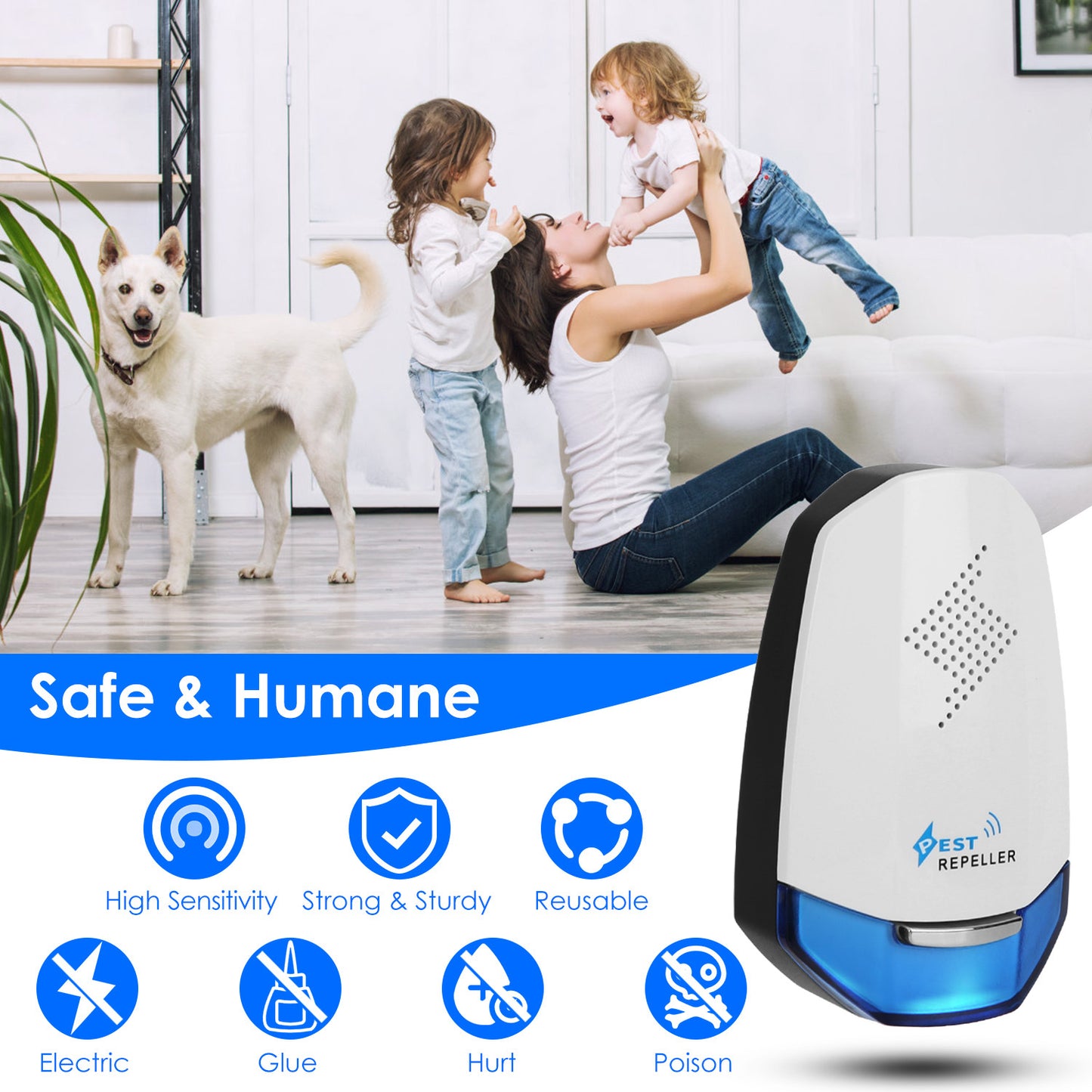 2 Pack Ultrasonic Pest Repeller With Night Light Plug In Pest Mice Repellent Indoor Roach Bed Bug Mouse Rodent Mosquito Killer For Bedroom Garage Warehouse Office