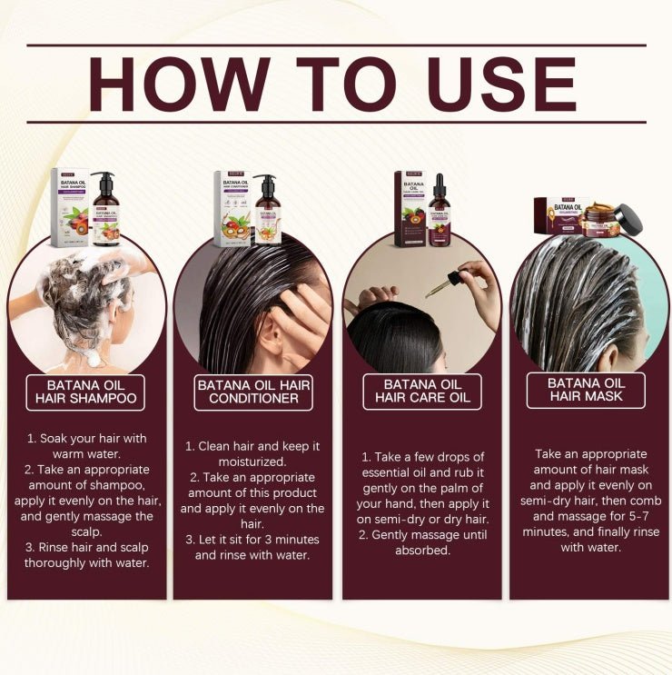 Batana Oil Voluminous Hair Care Set – Repairs Frizz, Nourishes Smooth Hair & Strengthens Hair Health