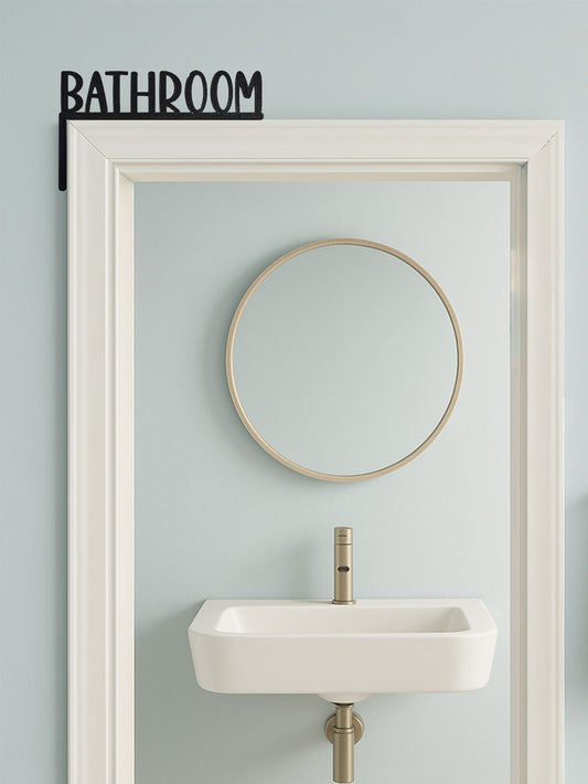 Black Metal Bathroom Wall Sign – Decorative English Letter Door Frame Decor