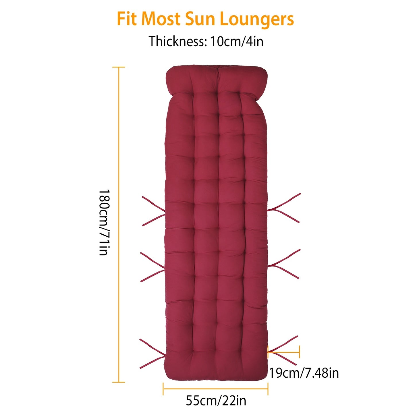 Outdoor Chaise Lounger Cushion in 67x22in or 71x22in Sizes - DonoHome