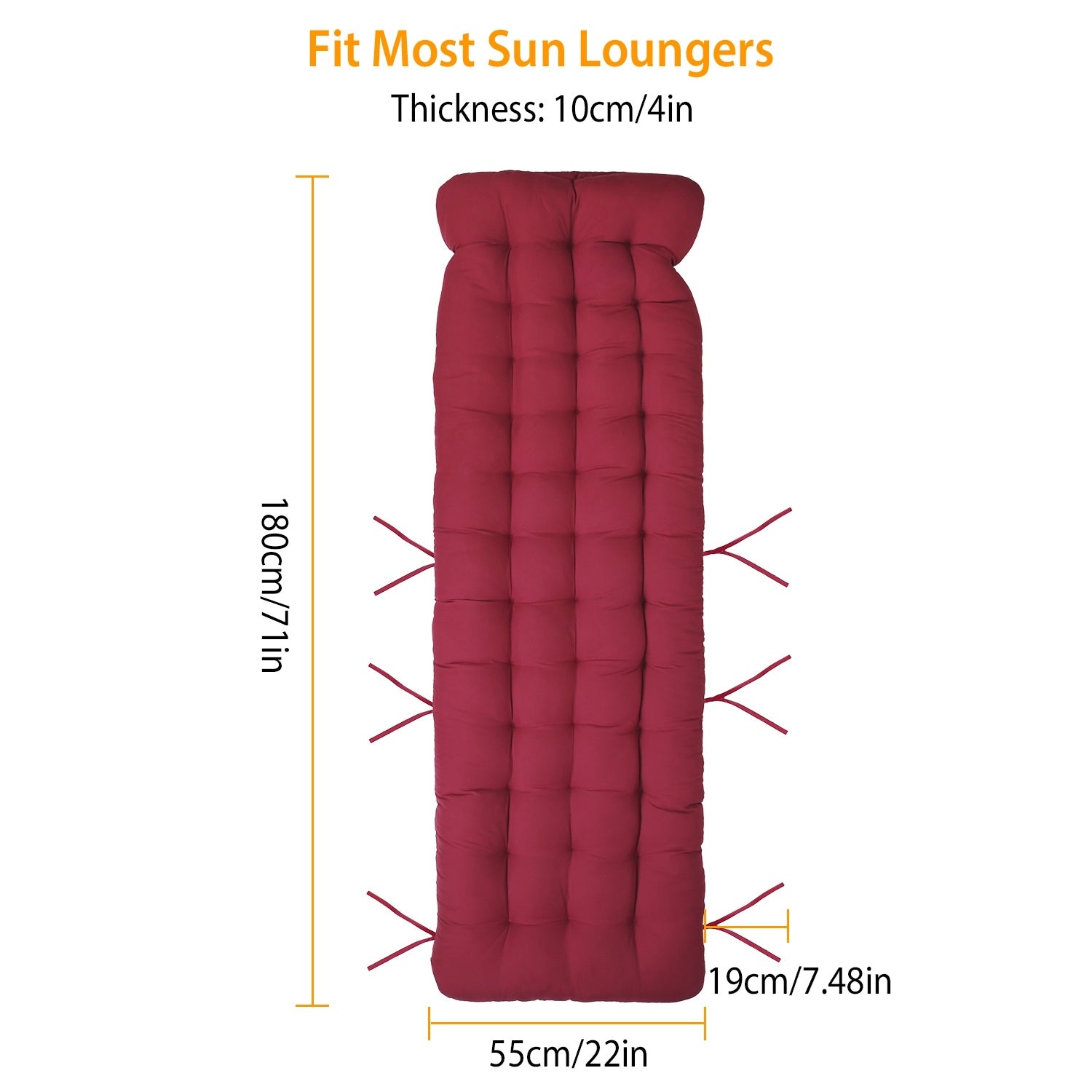 Outdoor Chaise Lounger Cushion in 67x22in or 71x22in Sizes - DonoHome