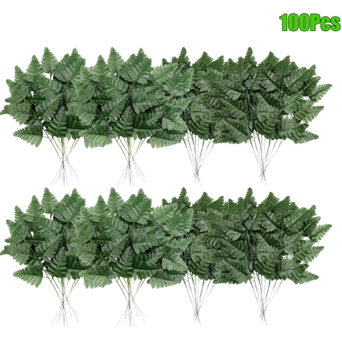 Artificial Fern Leaves Stem Green Cemetery Leaf Picks Wedding Flower Arrangements - DonoHome