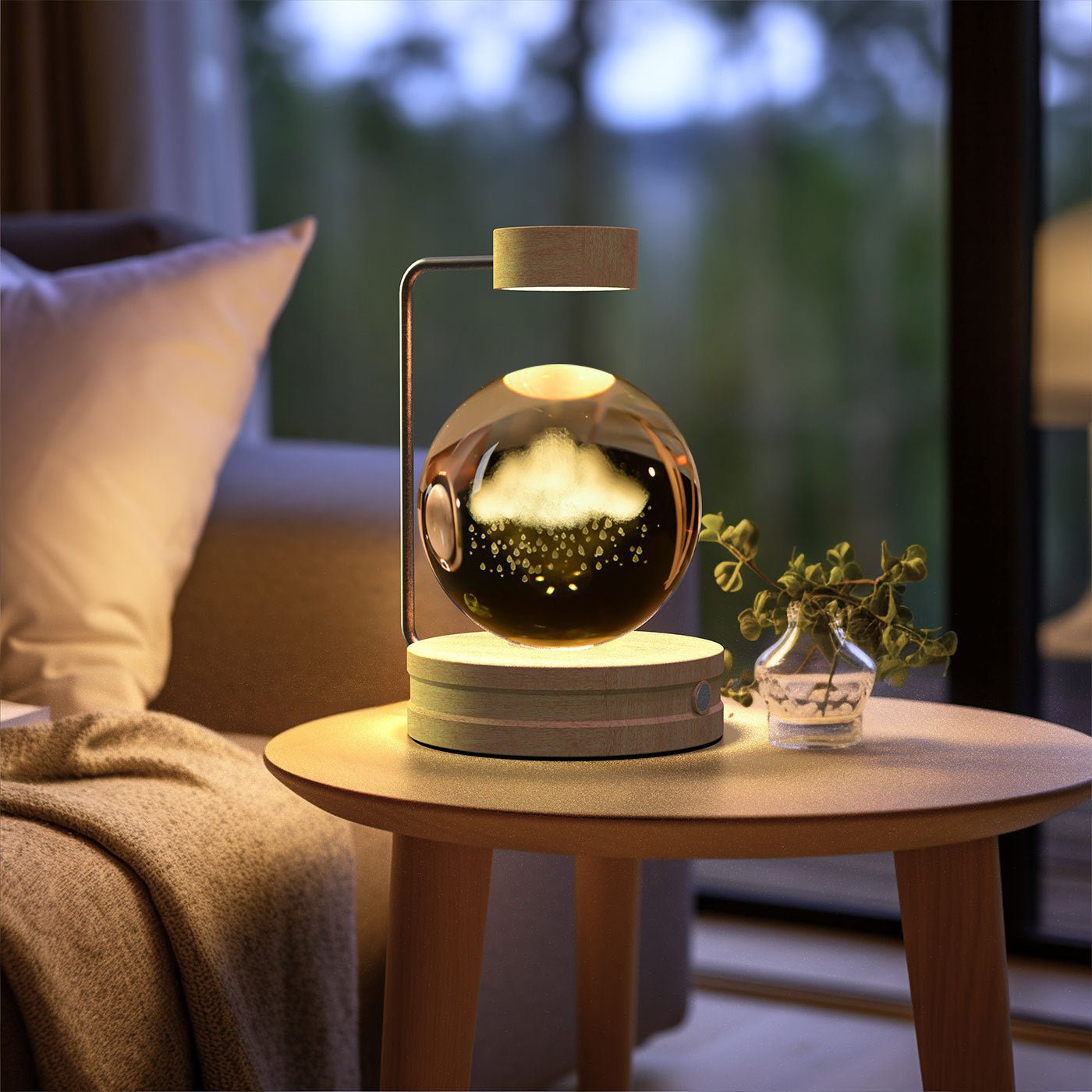3D Crystal Ball Night Light, Magnetic Floating LED Lamp with Touch Switch