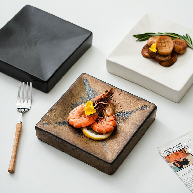 Modern Square Ceramic Plate – Hotel Style Tableware for Cold Dishes & Appetizers